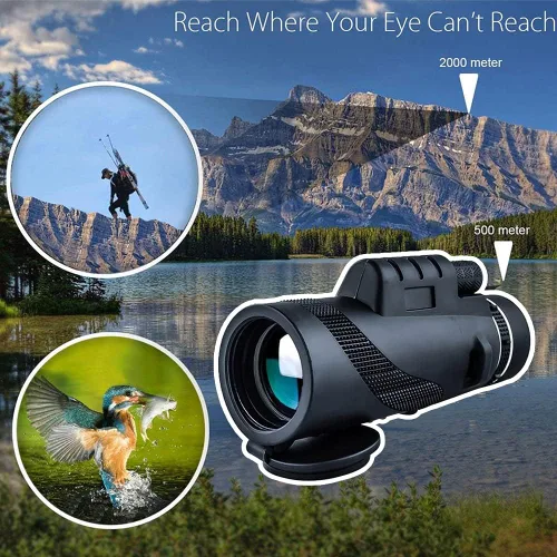 Miniatura 3 de Óptica zoom HD lente impermeable de alta definición monocular telescopio Spotting alcance portátil para senderismo caza 80x100