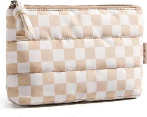 Miniatura 29 de BAGSMART Pequeña bolsa de maquillaje, neceser portátil esponjoso con cierre de cremallera con encanto, organizador de viaje resistente al agua