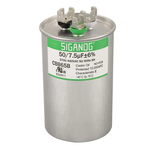 Miniatura 37 de 80/5 uF 80+5 MFD 370V o 440V CBB65 Capacitor Redondo de Arranque de Doble Funcionamiento 80 5 uF MFD 370 440 Voltios VAC para Condensador