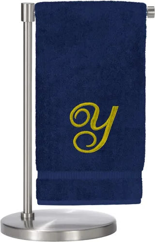 Miniatura 44 de Script R - Toalla de baño con monograma, regalo personalizado, 27 x 54 pulgadas, juego de 1 toalla bordada con texto dorado, 100% algodón turco