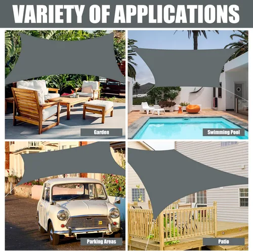 Miniatura 6 de Neween Toldo rectangular impermeable con bloqueo UV para patio y jardín al aire libre (6.5 x 13 pies, gris)