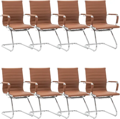Miniatura 31 de Juego de 2 sillas de sala de conferencias, sillas de sala de espera con brazos, sillas de recepción de piel sintética sin ruedas, sillas