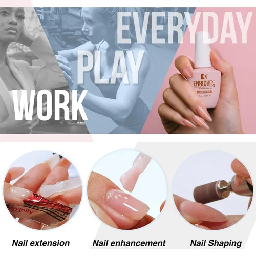 Miniatura 2 de KUPA EnrichRx Gel constructor, melocotón perfecto, vitamina E y colágeno infundido, cepillo de gel de remojo UV/LED en uñas naturales, 0.57 onzas
