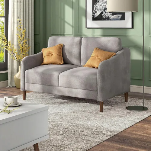 Miniatura 5 de Furniture of Amarica Diana - Sofá biplaza de terciopelo moderno de mediados de siglo con patas de madera maciza, sofá tapizado compacto de 2 plazas