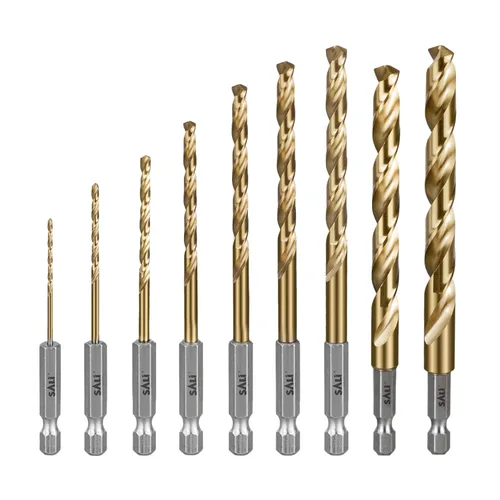 SALI Juego de 9 brocas de cobalto, vástago hexagonal de 1/16 a 3/8 pulgadas, brocas de acero de alta velocidad, para madera dura, aluminio, metal,
