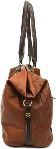 Miniatura 8 de CHALA Bolso bandolera cortado con láser, de piel sintética, color marrón