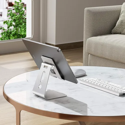 Miniatura 2 de OMOTON Soporte ajustable para tablet de escritorio, brazos más largos mejorados para una mayor estabilidad, soporte para tableta T2 con diseño hueco