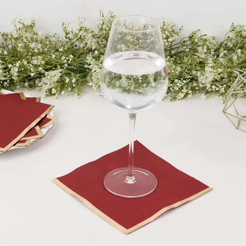 Miniatura 28 de Efavormart 50 Pack Servilletas de papel para fiestas de 2 capas suaves verde oliva con borde dorado de oro, servilletas para cenas, cócteles