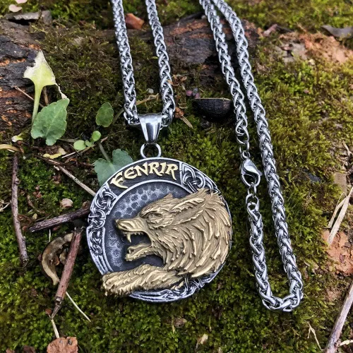 Miniatura 3 de GuoShuang Collar vikingo nórdico de Odin Wolf para hombres, regalo vikingo, acero inoxidable, colgante vikingo, Acero inoxidable, No es una piedra