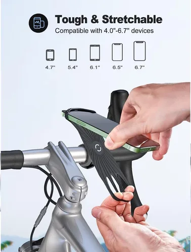 Miniatura 4 de Soporte de teléfono para bicicleta, soporte universal para teléfono para bicicleta, giratorio de 360°, manillar de silicona para iPhone, Galaxy
