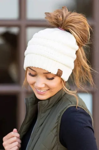 Miniatura 205 de Funky Junque - Gorro para mujer con ranura para cola de caballo