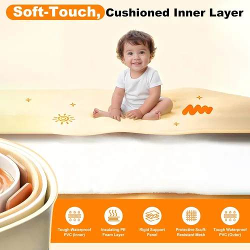 Miniatura 5 de Bañera portátil para niños de 27.5 x 31.5 pulgadas, plegable, sin instalación, bañera de hielo para cabina de ducha, baño caliente, bañera de pie
