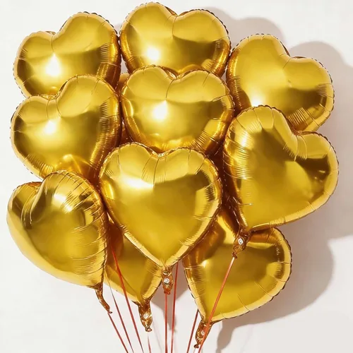 10 globos dorados en forma de corazón de 18 pulgadas Mylar para baby shower, boda, decoraciones de San Valentín, decoración de fiesta de amor Oro de