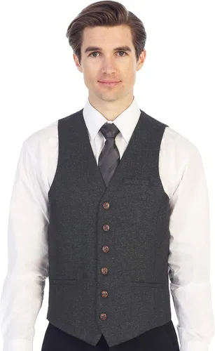 Miniatura 71 de Gioberti Chaleco de tweed formal de 6 botones para hombres