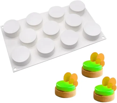 Molde de silicona de cilindro plano para hornear, cubierta de chocolate, galletas, sándwich, muffins, magdalenas, pasteles, pudín, gelatina