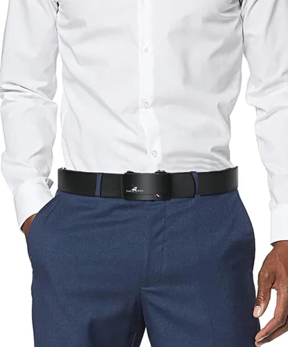 Miniatura 2 de Oyifan Cinturón negro para hombre, cinturón de diseñador de cuero genuino para hombre, cinturón de moda para hombre, cinturón casual para hombre