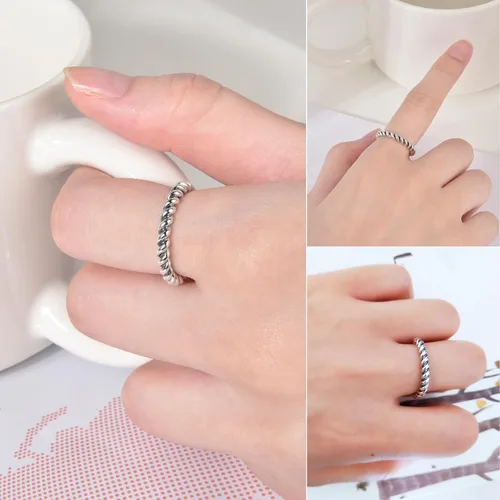 Miniatura 24 de CANDYFANCY Anillo de nudo celta de plata de ley 925 abierto para el dedo medio nudillo para mujer, tamaño ajustable 4-7