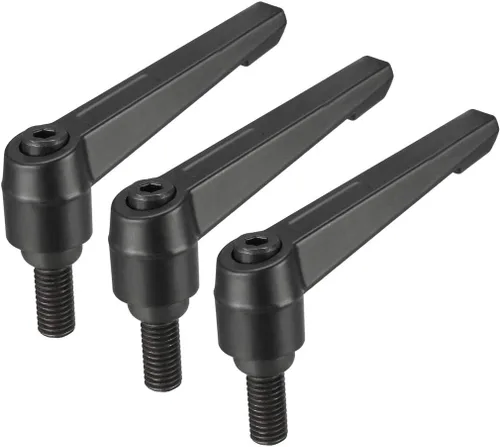 Miniatura 12 de uxcell M6 x 0.787 in Mango de palanca de sujeción ajustable Rosca Botón de trinquete macho roscado Perillas de bloqueo Tornillo giratorio Perno