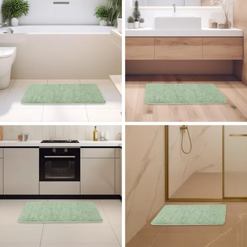 Miniatura 208 de Alfombra de baño pequeña de 12 x 18 pulgadas, lavable y absorbente, antideslizante, alfombra de baño de felpilla gruesa y suave para baño, ducha