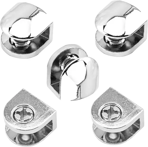 Miniatura 3 de Soporte de estante de vidrio ajustable de aleación de zinc A9 Soporte de clip de abrazadera de gabinete de puerta para 0.197-0.315 in de grosor