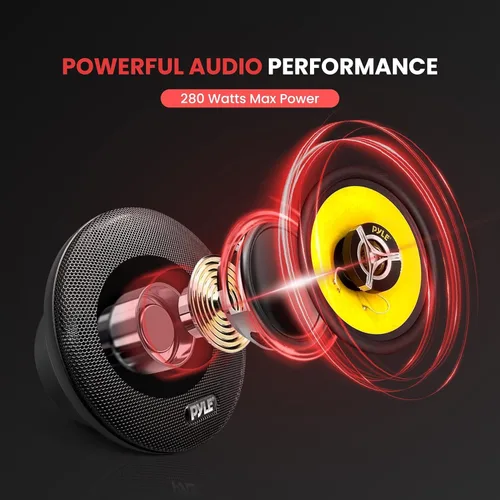 Miniatura 2 de Pyle Sistema de altavoces de tres vías para coche - Pro 6.5 pulgadas 280 vatios 4 ohmios altavoces de audio de componente de tweeter medio