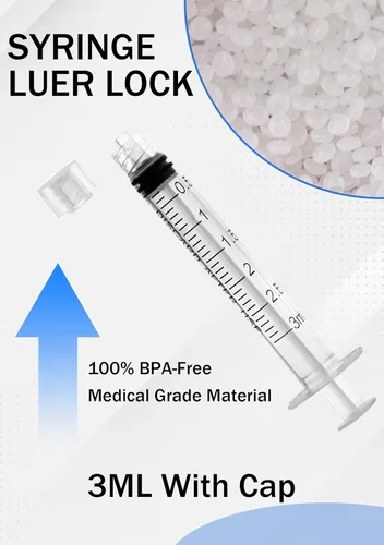 Miniatura 3 de Jeringa Luer Lock de 3mL con tapa - Estéril envuelta individualmente sin aguja - Medición precisa a prueba de fugas - Paquete de 12