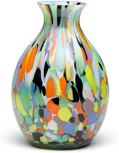 Ca D Oro - Florero de cristal de color pequeño, efecto confeti, soplado a mano, estilo Murano, vidrio artístico para flor, decoración de