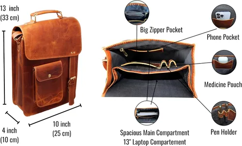 Miniatura 7 de Bolso de mensajero de cuero, bolso de hombro, bolso cruzado vintage para mujeres y hombres, bolso de lona para hombre, cartera de hombre