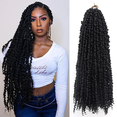 Miniatura 8 de Cabello de estilo Passion Twist – Cabello de ganchillo de 24 pulgadas para mujer, 8 paquetes de cabello rizado pretrenzado de ganchillo Passion 1b