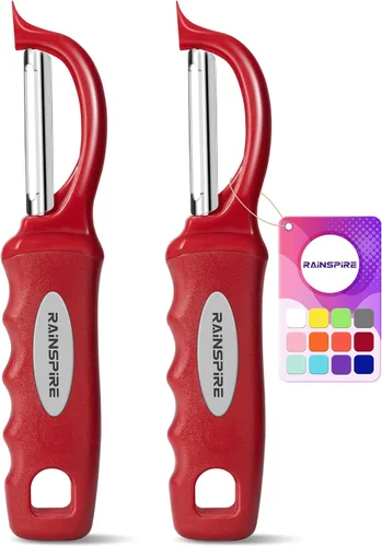 Miniatura 14 de Rainspire Pelador de verduras, pelador de patatas para cocina, cuchillas afiladas de acero inoxidable, mango cómodo, pelador de frutas, pelador