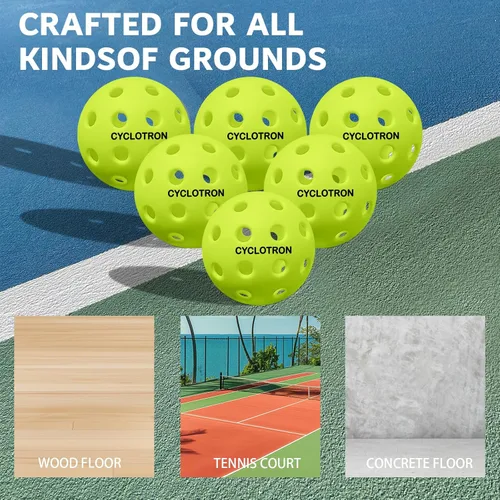 Miniatura 4 de cyclotron 6-Pack Premium Pickleball Balls - USAP Approved, 40 Holes Outdoor/Indoor Pickle Balls with Bag, Perfectly Balanced, High Bounce True Verde