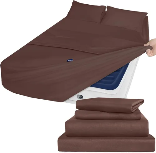 Miniatura 9 de Juego de sábanas tamaño King con bolsillo profundo - 4 piezas de sábanas extra suaves para cama King - Sábana bajera con bolsillo de almacenamiento