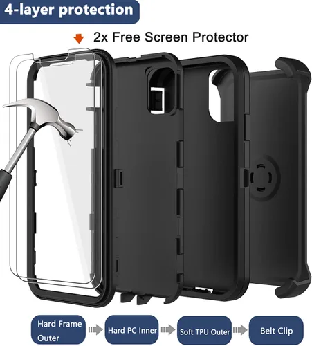 Miniatura 3 de Funda para iPhone 11 con clip para cinturón, 2 protectores de pantalla, [grado militar] de servicio pesado, cobertura completa, resistente a prueba