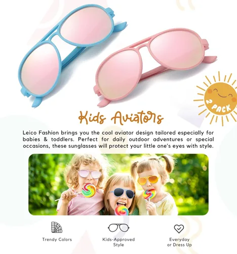 Miniatura 2 de LEICO FASHION Gafas de sol polarizadas de aviador para niños y niñas de 0 a 4 años