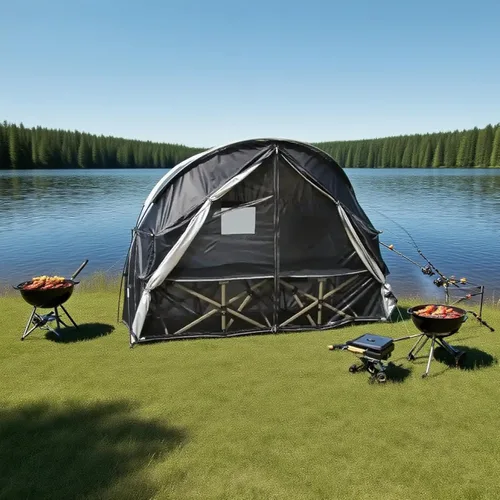 Miniatura 6 de Tienda de campaña para 1 persona con puerta de malla transpirable y ventanas de mosquitera, fácil de poner, refugio para todo tipo de clima