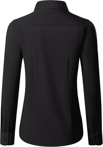 Miniatura 2 de Siliteelon - Camisas con botones para mujer de manga larga, camisas de vestir sin arrugas, con cuello, para oficina, blusas sólidas, tops