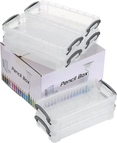 Miniatura 7 de BTSKY - Caja de lápices de gran capacidad, organizador de suministros de oficina, caja de almacenamiento para lápices de pintura con pincel, caja