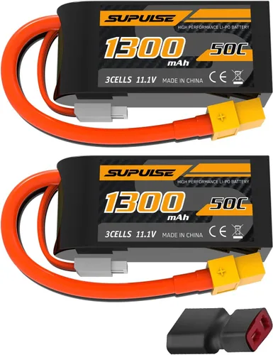 Miniatura 11 de SUPULSE Batería Lipo de 7.4 V 2S 5200mAh 50C RC Batería con enchufe XT60 para avión RC Barco RC Truck RC (2 paquetes)