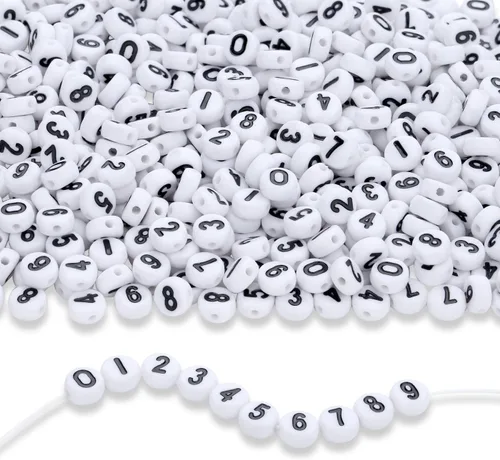 Miniatura 28 de LAIDANLA - 1500 cuentas de letras acrílicas del alfabeto doradas, cuentas redondas blancas de 7×4mm para hacer joyas, pulseras, collares, llaveros