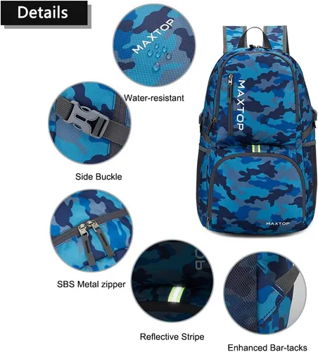 Miniatura 4 de MAXTOP Mochila plegable ligera de 40/50L para senderismo, viajes, camping, resistente al agua, plegable, para viajes al aire libre