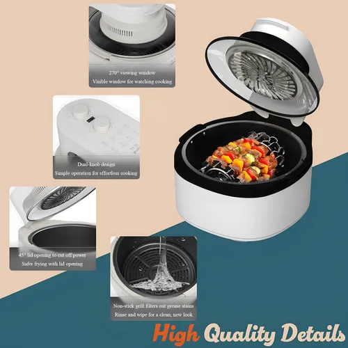 Miniatura 8 de Combo de horno tostador de freidora de aire 8 en 1: freidora de aire de vidrio grande de 7.5 cuartos de galón para la familia, tecnología HotAir