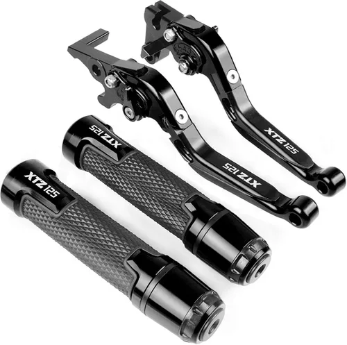 Miniatura 9 de Para Yamaha XTZ125 XTZ 125 2014 2015 Motocicleta Racing Accesorios CNC freno embrague palancas manillar agarre mango mano Grips Cap (Color : 1)
