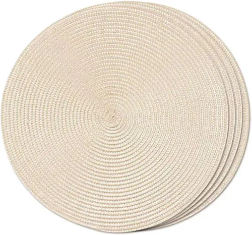 Miniatura 23 de FunWheat Juego de 6 manteles individuales redondos trenzados para mesas de comedor, tejidos, lavables, antideslizantes, de 15 pulgadas