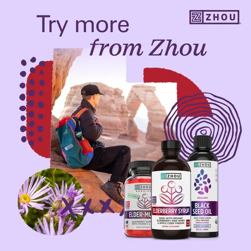 Miniatura 5 de Zhou Nutrition - Jarabe de saúco negro orgánico para adultos, elixir de apoyo inmunológico con vinagre de sidra de manzana, tintura de equinácea