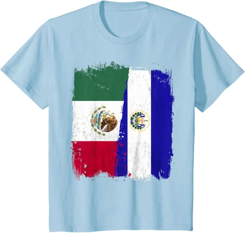 Miniatura 14 de Camiseta con la bandera mexicana de El Salvador con la mitad de la bandera mexicana de El Salvador