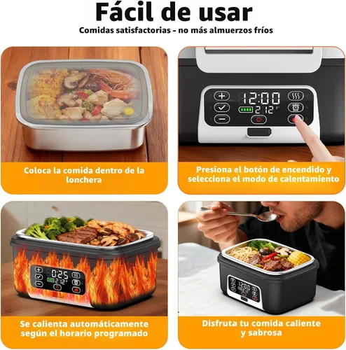 Miniatura 7 de Lonchera eléctrica inalámbrica XL de 6.3 tazas para adultos, 20000 mAh recargable alimentada por batería inteligente para hombres y mujeres