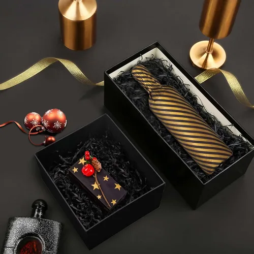 Miniatura 5 de Larcenciel 50 hojas de papel de seda negro y dorado, 5 estilos de papel de seda metálico para bolsas de regalo, papel de seda con purpurina
