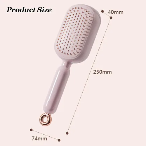 Miniatura 7 de Peine de masaje con cojín retráctil, cepillo para el cabello con cerdas retráctiles, peine retráctil para desenredar, cepillo de pelo autolimpiante