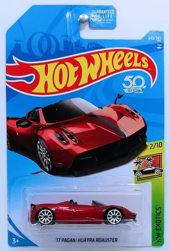 Hot Wheels 2018 50th Anniversary HW Exotics '17 Pagani Huayra 243/365, modelo de coche fundido a presión, escala 1:64, unisex, para niños