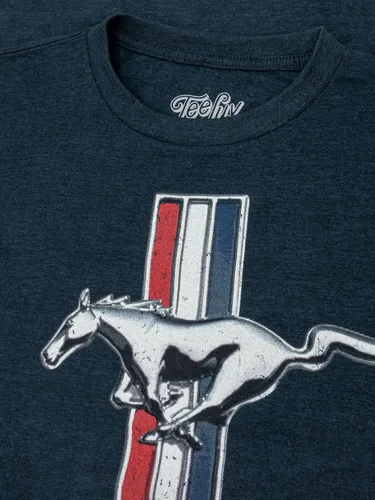 Miniatura 2 de Tee Luv Camisa Ford Mustang desgastada para hombre, Brezo Azul Marino